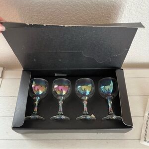 Vintage Queen Mary Royal Iridescence Stemware Set of Cordial Glasses Barware